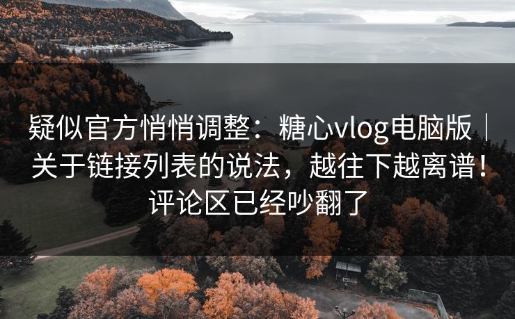 疑似官方悄悄调整：糖心vlog电脑版｜关于链接列表的说法，越往下越离谱！评论区已经吵翻了
