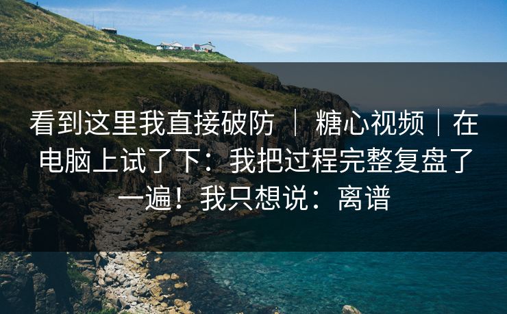 看到这里我直接破防 ｜ 糖心视频｜在电脑上试了下：我把过程完整复盘了一遍！我只想说：离谱