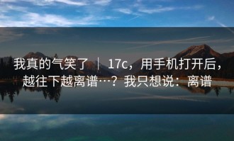 我真的气笑了 ｜ 17c，用手机打开后，越往下越离谱…？我只想说：离谱
