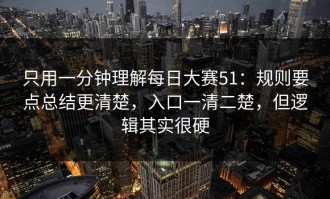 只用一分钟理解每日大赛51：规则要点总结更清楚，入口一清二楚，但逻辑其实很硬