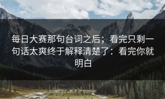 每日大赛那句台词之后；看完只剩一句话太爽终于解释清楚了：看完你就明白