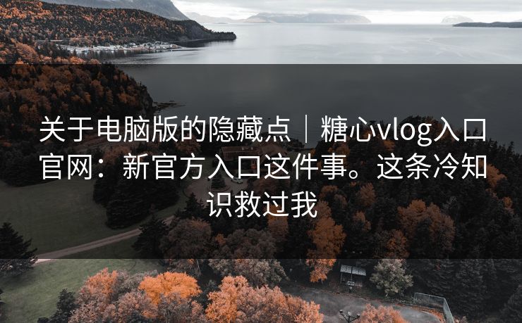 关于电脑版的隐藏点｜糖心vlog入口官网：新官方入口这件事。这条冷知识救过我